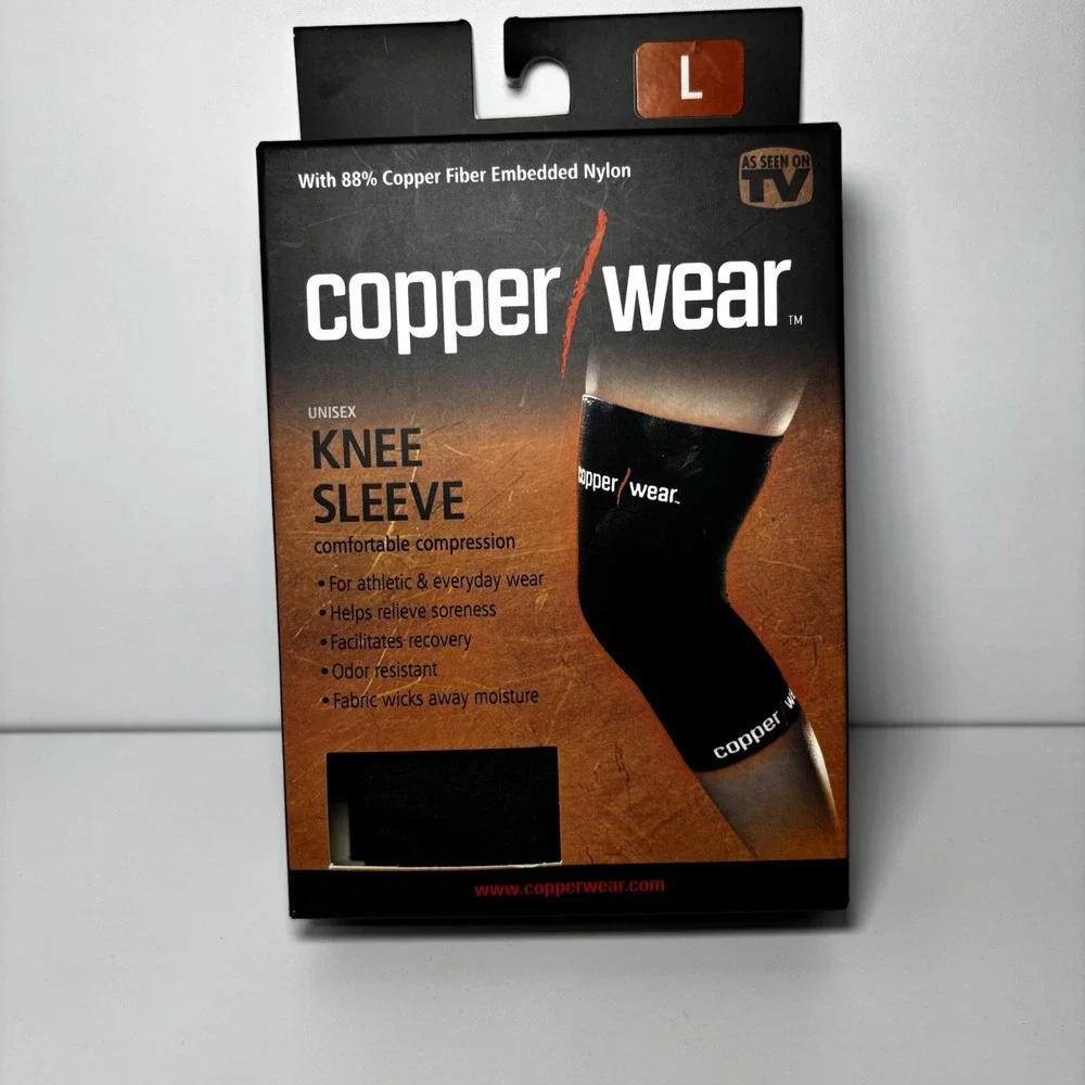 Copper Wear Unisex Compression  Knee Sleeve Large 88% Nylon 12% Spandex NIB